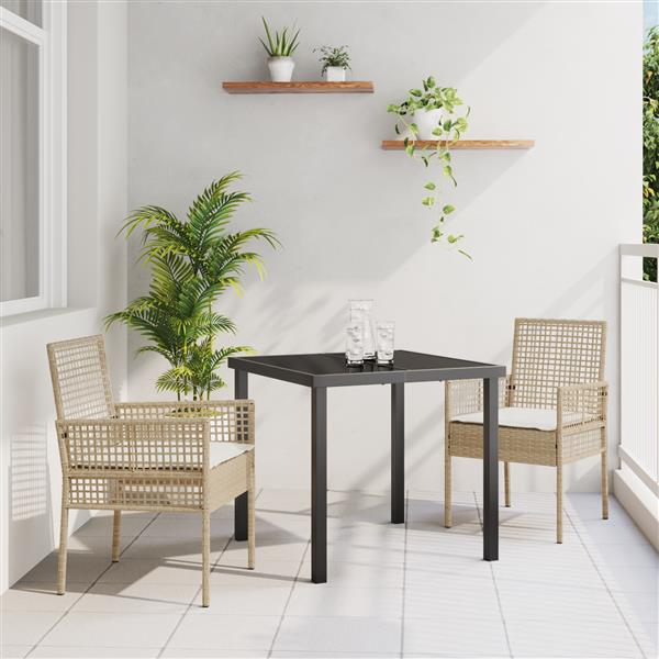 Grote foto vidaxl tuinstoel 2 pcs beige 53 x 60 x 85cm poly rattan tuin en terras tuinmeubelen