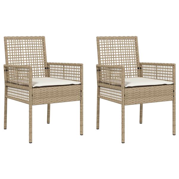 Grote foto vidaxl tuinstoel 2 pcs beige 53 x 60 x 85cm poly rattan tuin en terras tuinmeubelen