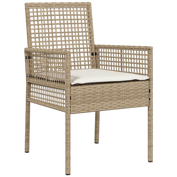 Grote foto vidaxl tuinstoel 2 pcs beige 53 x 60 x 85cm poly rattan tuin en terras tuinmeubelen