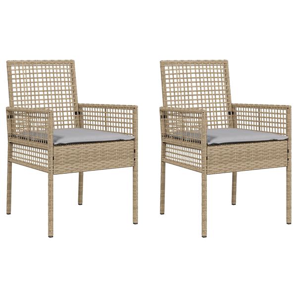Grote foto vidaxl tuinstoel 2 pcs beige 53 x 60 x 85cm poly rattan tuin en terras tuinmeubelen