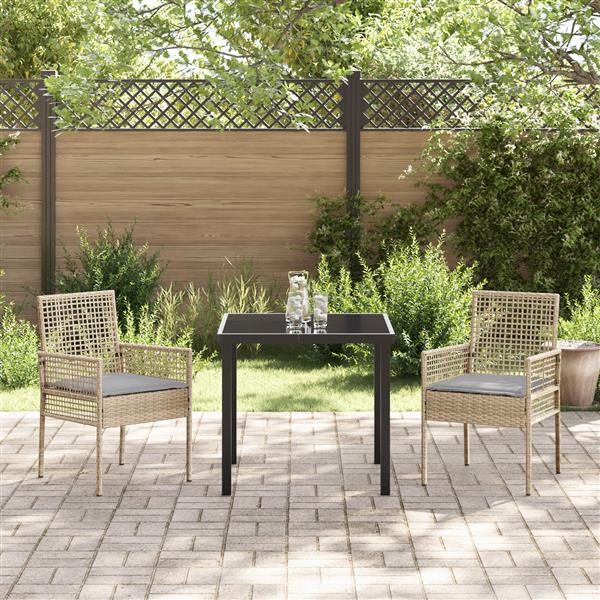 Grote foto vidaxl tuinstoel 2 pcs beige 53 x 60 x 85cm poly rattan tuin en terras tuinmeubelen