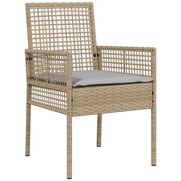 Grote foto vidaxl tuinstoel 2 pcs beige 53 x 60 x 85cm poly rattan tuin en terras tuinmeubelen