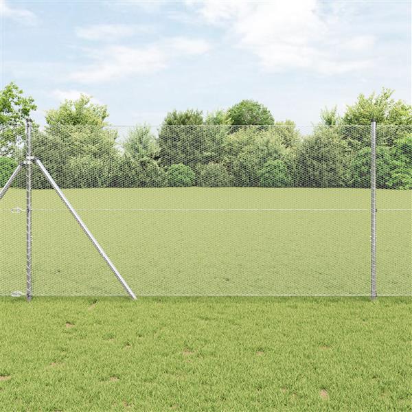 Grote foto vidaxl hexagon hek zilver 1.4 x 25 m gegalvaniseerd staal tuin en terras hekken en schuttingen