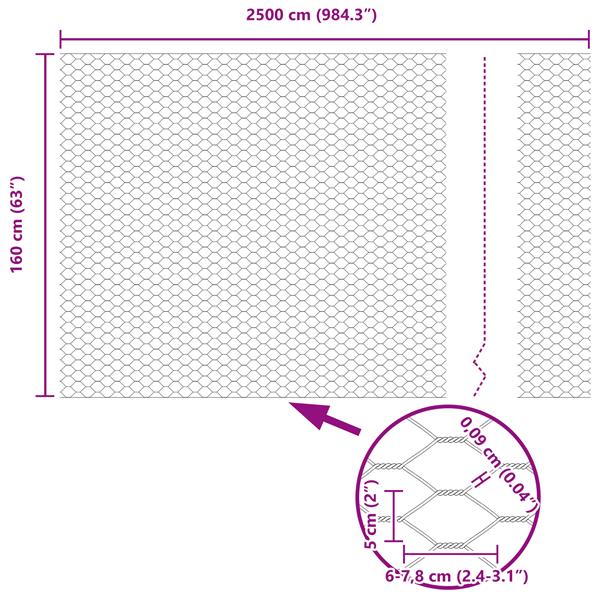 Grote foto vidaxl hexagon hek grijs 1 6 x 25 m pvc tuin en terras hekken en schuttingen