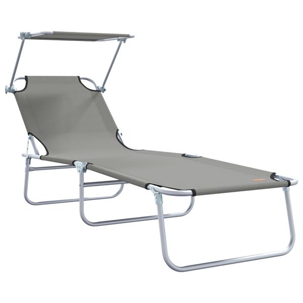 Grote foto vidaxl ligstoel 2 persoon 2 pcs grijs 58 x 188 x 77cm stof tuin en terras tuinmeubelen