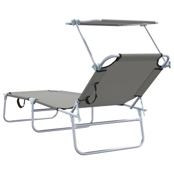 Grote foto vidaxl ligstoel 2 persoon 2 pcs grijs 58 x 188 x 77cm stof tuin en terras tuinmeubelen