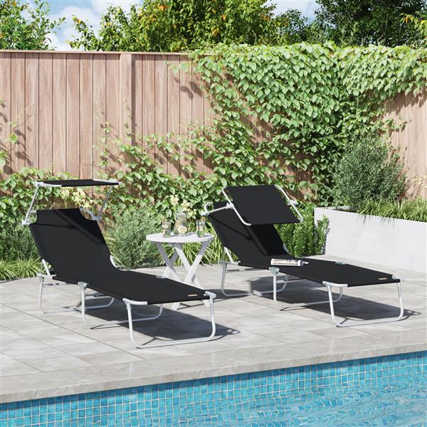 Grote foto vidaxl ligstoel 2 persoon 2 pcs zwart 58 x 188 x 77cm stof tuin en terras tuinmeubelen