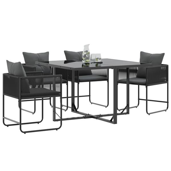 Grote foto vidaxl tuinstoelen 4 pcs zwart en antraciet 50.5 x 53.5 x 63.5 cm tuin en terras tuinmeubelen