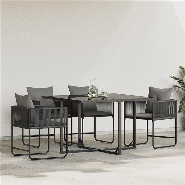 Grote foto vidaxl tuinstoelen 4 pcs zwart en antraciet 50.5 x 53.5 x 63.5 cm tuin en terras tuinmeubelen