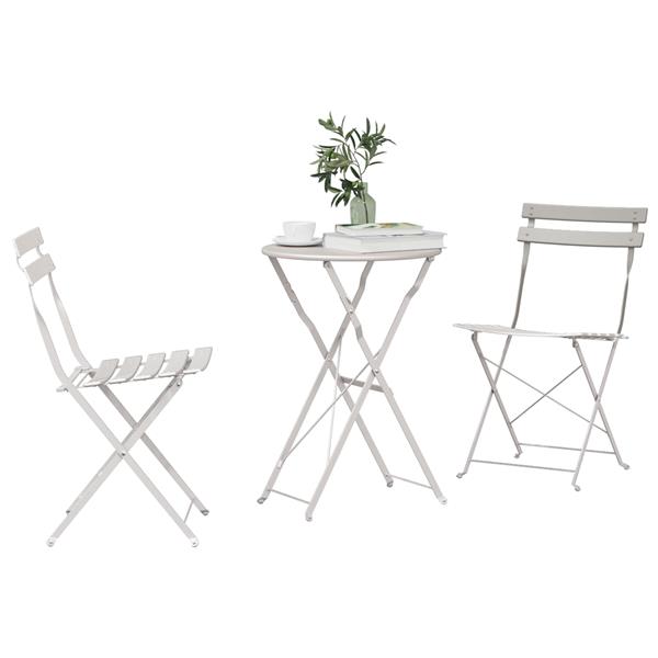 Grote foto vidaxl vouw bistro set 3 pcs beige staal tuin en terras tuinmeubelen