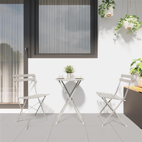 Grote foto vidaxl vouw bistro set 3 pcs beige staal tuin en terras tuinmeubelen