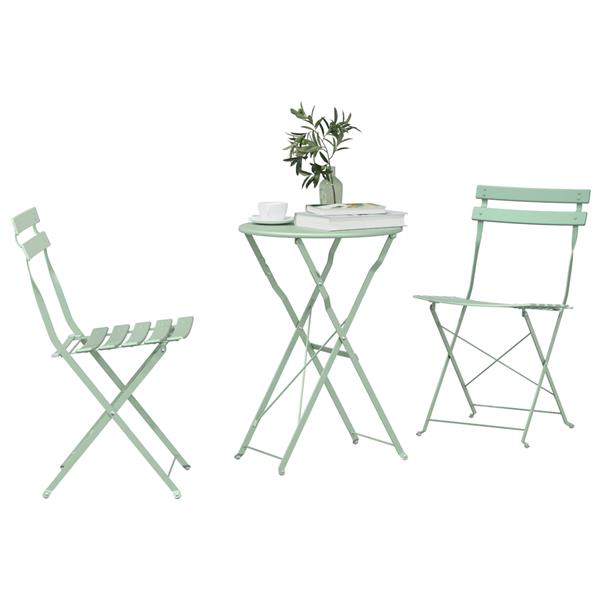 Grote foto vidaxl vouw bistro set 3 pcs licht munt staal tuin en terras tuinmeubelen