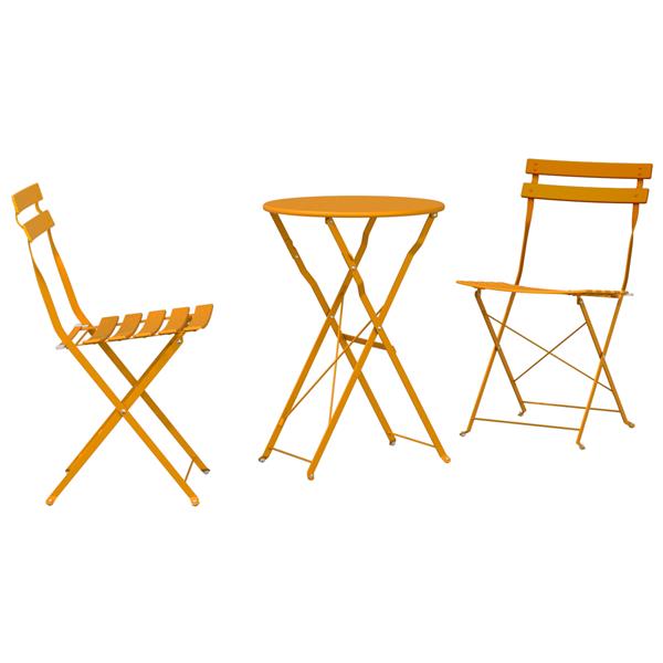 Grote foto vidaxl vouw bistro set 3 pcs mosterdgeel staal tuin en terras tuinmeubelen