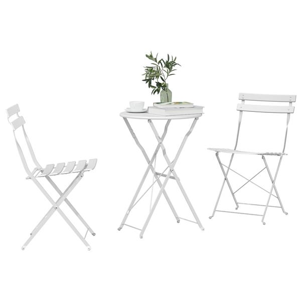 Grote foto vidaxl vouw bistro set 3 pcs wit staal tuin en terras tuinmeubelen