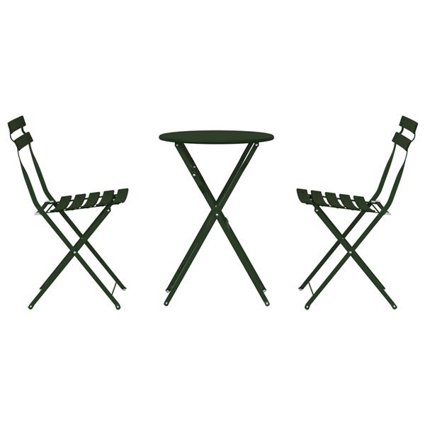 Grote foto vidaxl vouw bistro set 3 pcs donkergroen staal tuin en terras tuinmeubelen
