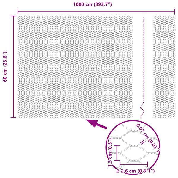 Grote foto vidaxl hexagon hek groen 0.6 x 10 m staal tuin en terras hekken en schuttingen