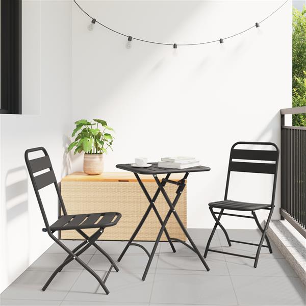 Grote foto vidaxl bistroset 3 pcs antraciet staal tuin en terras tuinmeubelen