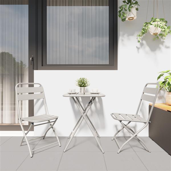 Grote foto vidaxl bistroset 3 pcs beige staal tuin en terras tuinmeubelen