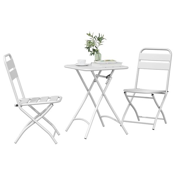 Grote foto vidaxl bistroset 3 pcs wit staal tuin en terras tuinmeubelen