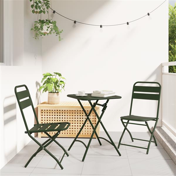 Grote foto vidaxl bistroset 3 pcs groen staal tuin en terras tuinmeubelen