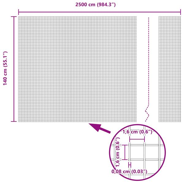 Grote foto vidaxl gelaste draadhek grijs 1.4 x 25 m staal tuin en terras hekken en schuttingen