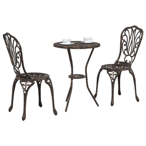 Grote foto vidaxl tuin bistro set 3 pcs brons aluminium tuin en terras tuinmeubelen