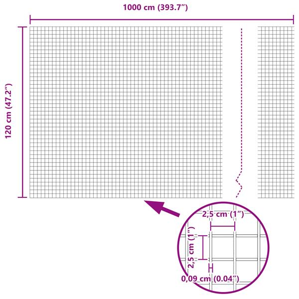 Grote foto vidaxl gelaste draadhek groen 1.2 x 10 m staal tuin en terras hekken en schuttingen