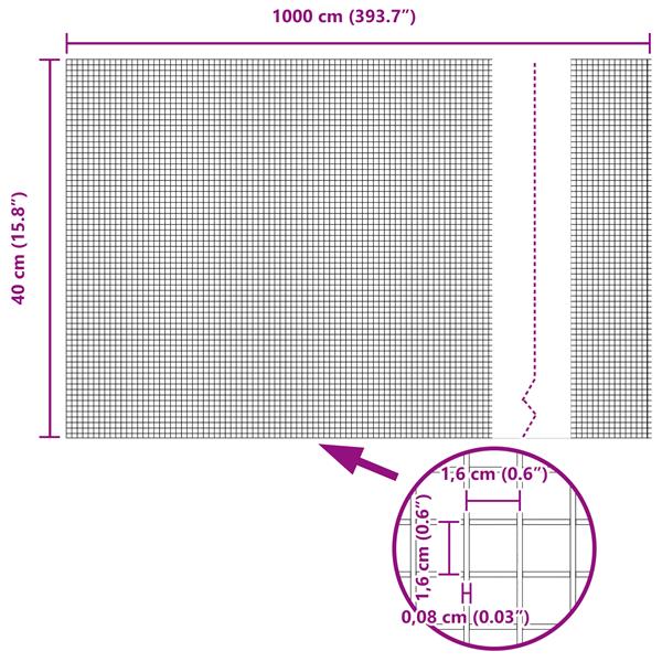 Grote foto vidaxl gelaste draadhek groen 0.4 x 10 m staal tuin en terras hekken en schuttingen