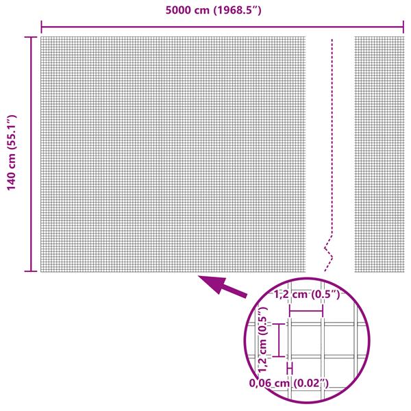 Grote foto vidaxl gelaste draadhek zilver 1.4 x 50 m staal tuin en terras hekken en schuttingen