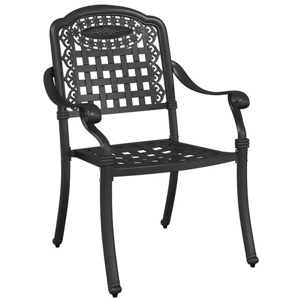Grote foto vidaxl tuinstoel 2 pcs zwart 55 x 56.5 x 91cm aluminium tuin en terras tuinmeubelen