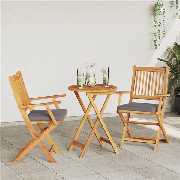 Grote foto vidaxl opvouwbare stoel met kussen 2 pcs grijs 49 x 57 5 x 92cm tuin en terras tuinmeubelen