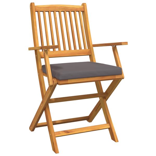 Grote foto vidaxl opvouwbare stoel met kussen 2 pcs grijs 49 x 57 5 x 92cm tuin en terras tuinmeubelen