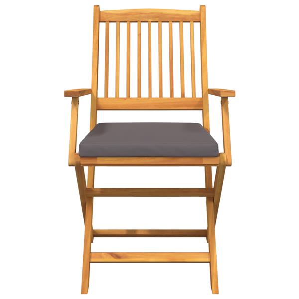Grote foto vidaxl opvouwbare stoel met kussen 2 pcs grijs 49 x 57 5 x 92cm tuin en terras tuinmeubelen