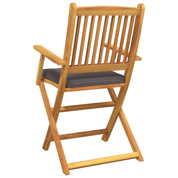 Grote foto vidaxl opvouwbare stoel met kussen 2 pcs grijs 49 x 57 5 x 92cm tuin en terras tuinmeubelen
