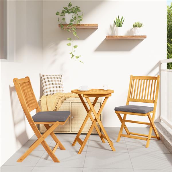 Grote foto vidaxl opvouwbare stoel met kussen 2 pcs grijs 49 x 57 5 x 92cm tuin en terras tuinmeubelen