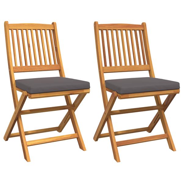 Grote foto vidaxl opvouwbare stoel met kussen 2 pcs grijs 49 x 57 5 x 92cm tuin en terras tuinmeubelen