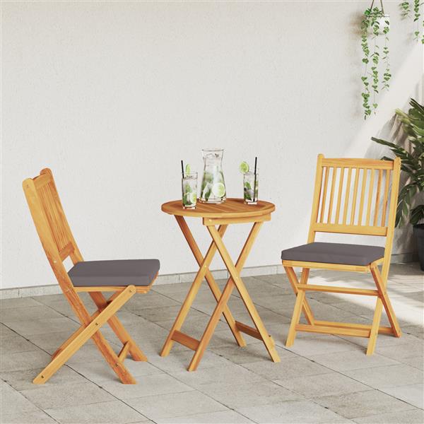 Grote foto vidaxl opvouwbare stoel met kussen 2 pcs grijs 49 x 57 5 x 92cm tuin en terras tuinmeubelen