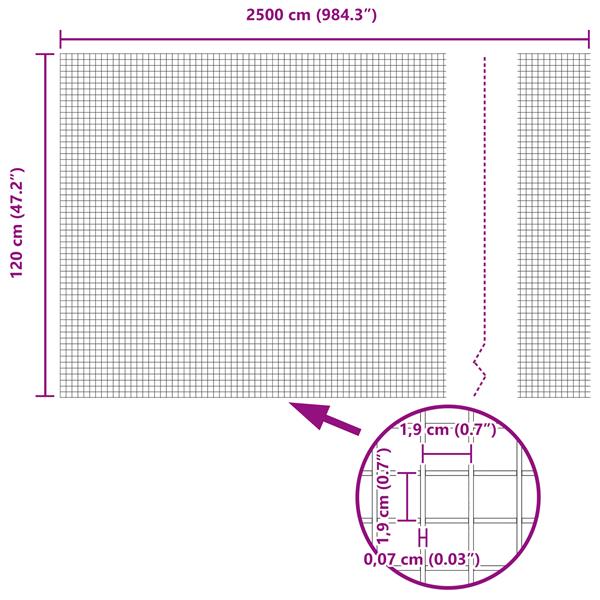 Grote foto vidaxl gelaste draadhek zilver 1.2 x 25 m staal tuin en terras hekken en schuttingen