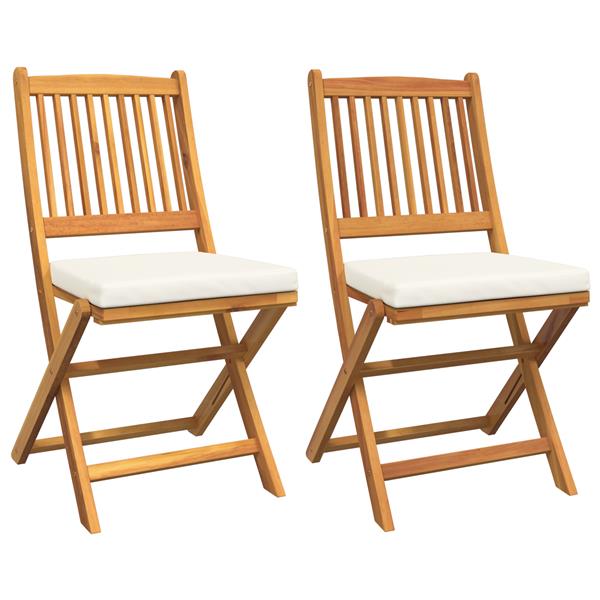 Grote foto vidaxl opvouwbare stoel 2 pcs wit 49 x 57 5 x 92cm massief acaciahout tuin en terras tuinmeubelen