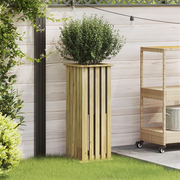 Grote foto vidaxl plantenbak bruin 33 x 33 x 85 cm ge mpregneerd grenen hout tuin en terras overige tuin en terras