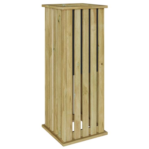 Grote foto vidaxl plantenbak bruin 33 x 33 x 85 cm ge mpregneerd grenen hout tuin en terras overige tuin en terras