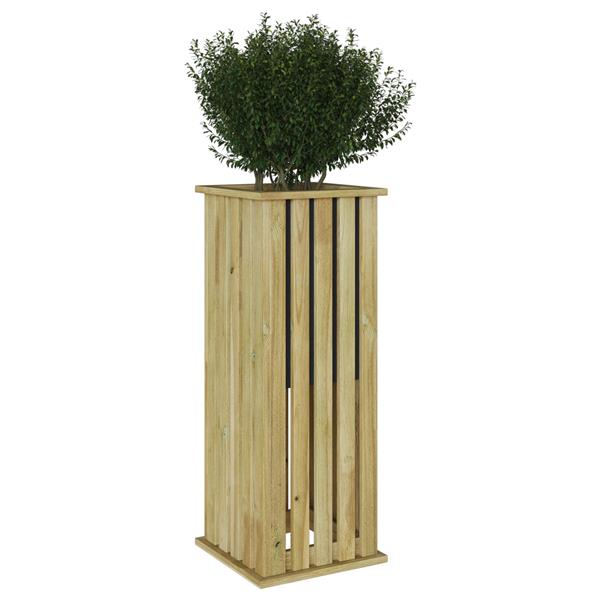 Grote foto vidaxl plantenbak bruin 33 x 33 x 85 cm ge mpregneerd grenen hout tuin en terras overige tuin en terras