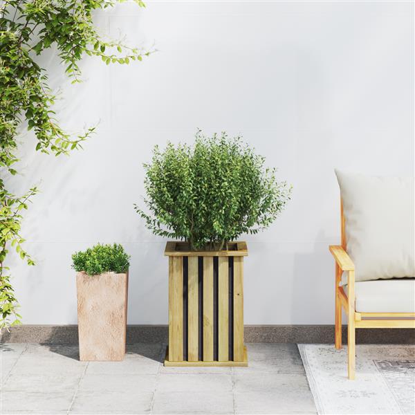 Grote foto vidaxl plantenbak bruin 33 x 33 x 45 cm ge mpregneerd grenen hout tuin en terras overige tuin en terras