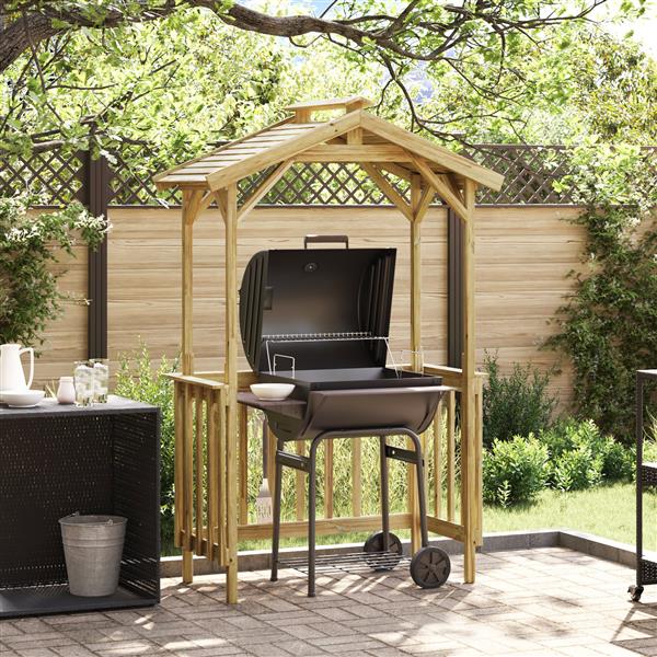 Grote foto vidaxl barbecue overkapping bruin 133.5 x 63 x 200 cm tuin en terras tuinhuisjes en blokhutten
