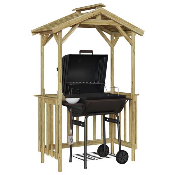 Grote foto vidaxl barbecue overkapping bruin 133.5 x 63 x 200 cm tuin en terras tuinhuisjes en blokhutten