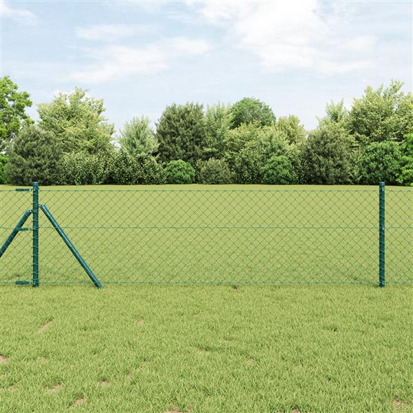 Grote foto vidaxl kettenschakelhek groen 25 x 0.6 m staal tuin en terras hekken en schuttingen