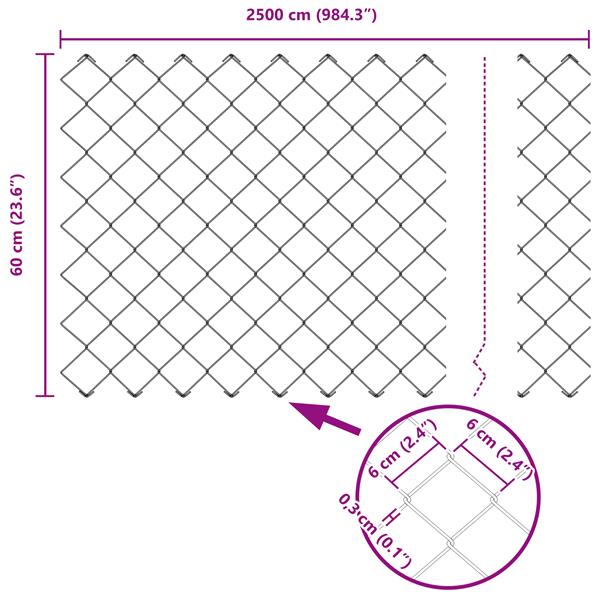 Grote foto vidaxl kettenschakelhek groen 25 x 0.6 m staal tuin en terras hekken en schuttingen