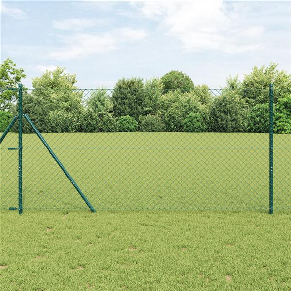 Grote foto vidaxl kettenschakelhek groen 25 x 1 m staal tuin en terras hekken en schuttingen