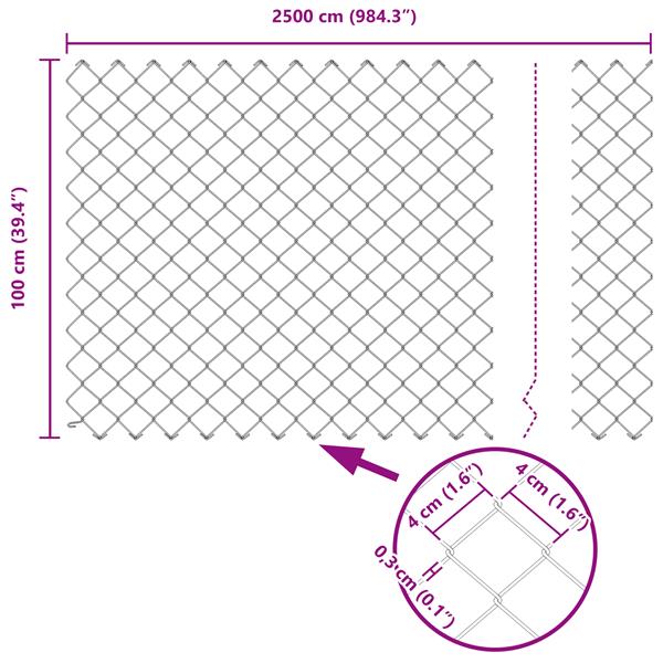 Grote foto vidaxl kettenschakelhek groen 25 x 1 m staal tuin en terras hekken en schuttingen