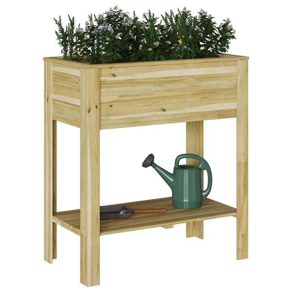 Grote foto vidaxl plantenstandaard met plank bruin 85 x 46 x 94 cm tuin en terras overige tuin en terras
